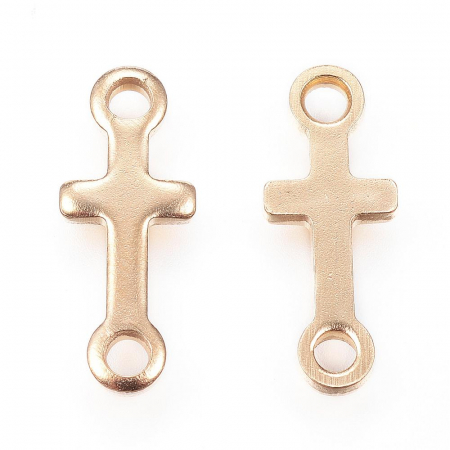 Conector charm cruce din otel inoxidabil 304 placat cu aur, 18x7mm- 1 bucata [1]