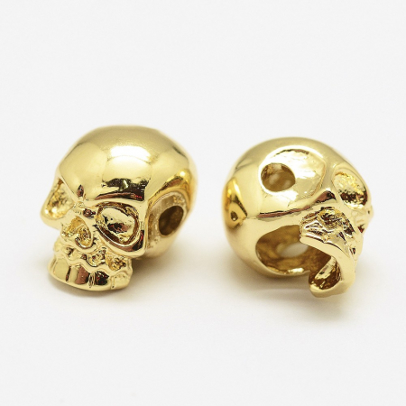 Charm, Pandant, Conector - Charm craniu, alama placata cu aur, margele cu design
