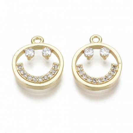 Charm, Pandant, Conector - Charm Pandant Cubic Zirconia din alama placata cu aur 18 K, 14X12 mm, 1 buc