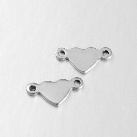 Charm, Pandant, Conector - Conector inima din otel inoxidabil 304, 11x5 mm- 1 bucata
