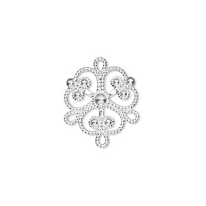 Charm, Pandant, Conector - Conector, placat cu argint, 19 mm, 1 buc