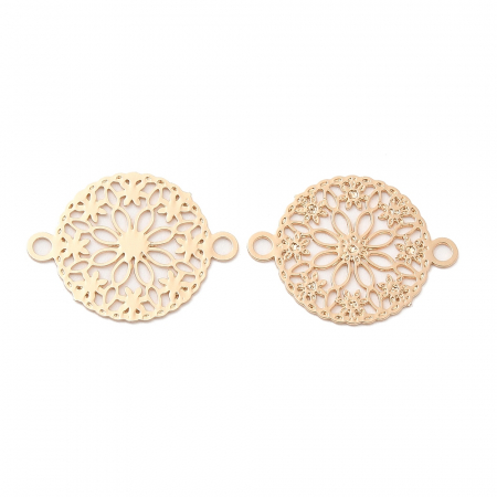 Conector - Conector floare, din alama placata cu aur, 12X15 mm - 1 bucata