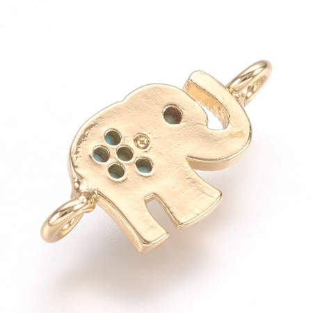 Conector elefant din alama placata cu aur de 18K, cristale Cubic Zirconia, 7X15 mm [1]
