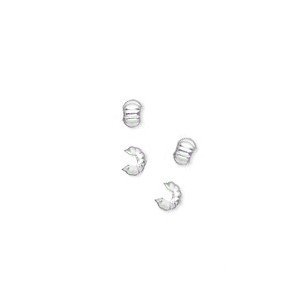 Crimp si Crimp Cover - Crimp cover, alama placata cu argint - cu model 4 mm - 1 bucata