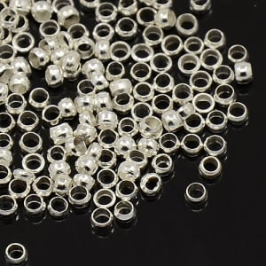 Crimp si Crimp Cover - Crimp din alama argintie, 2X2mm, 100 buc