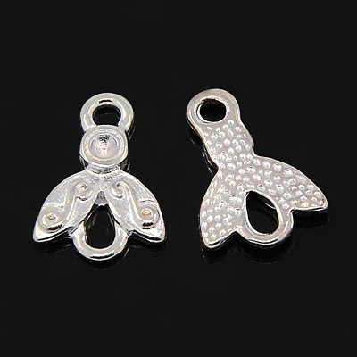 Charm, Pandant, Conector - Drop, charm , conector, argintiu, floare- 14x10 mm - 1 bucata
