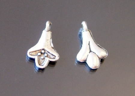 Charm, Pandant, Conector - Drop, charm in stil Tibetan, floare, - argintiu antichitat - 14x 7.5 mm - 1 bucata