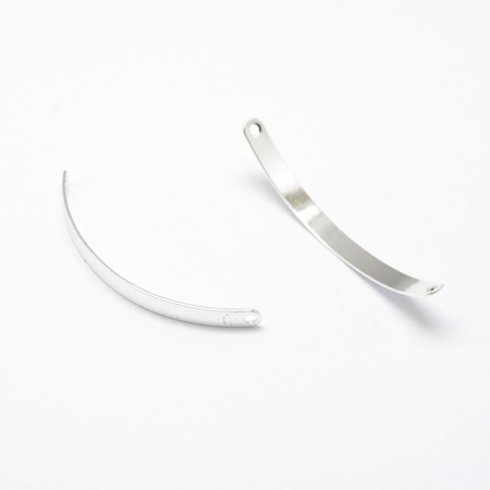 Charm, Pandant, Conector - Conector curbat din alama placata cu argint