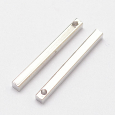 Charm, Pandant, Conector - Drop pandant placat cu argint, alama placata cu argint, dreptunghi, bar, 22X2X2 mm - 1 buc