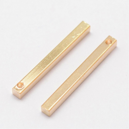 Charm, Pandant, Conector - Drop pandant placat cu aur, alama placata cu aur, dreptunghi, bar, 22X2X2 mm - 1 buc