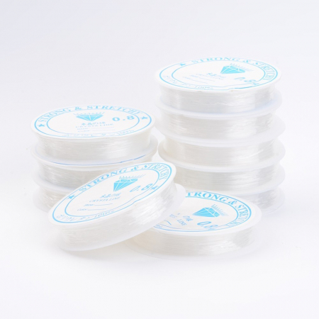 Panglica, elastic - Elastic pentru insirat margele, 0,8 mm grosime, 1 rola