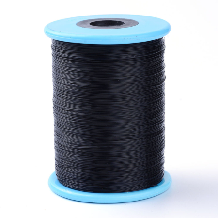 Panglica, elastic - Fir de nylon pentru bijuterii, guta de culoare negru, grosime 0.4 mm – 10 m