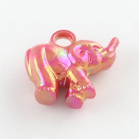 Elefant acrilic, pandant, roz, 17X20 mm, 1 bucata [1]