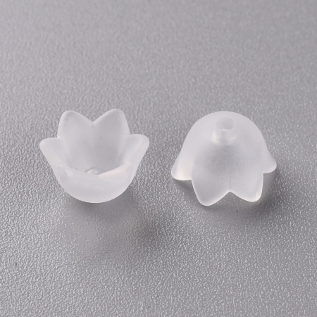 Margele acrilice - Floare acrilica, clopotel, alb transparent - 10 mm - 1 bucata