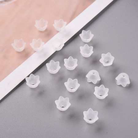 Floare acrilica, clopotel, alb transparent - 10 mm - 1 bucata [3]