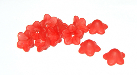 Margele acrilice - Floare acrilica, clopotel, rosu transparent - 12 mm - 1 bucata