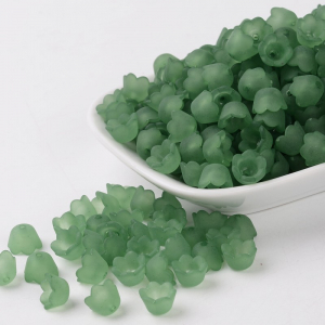 Margele acrilice - Floare acrilica, clopotel, verde transparent - 10 mm - 1 bucata