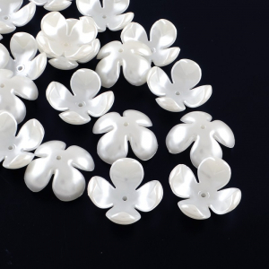 Margele acrilice - Floare acrilica, imitatie perla, alba 24x24x11mm, 1 bucata