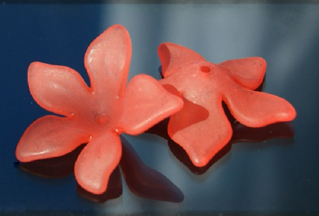 Margele acrilice - Floare acrilica -  rosu transparent - 30 mm - 1 bucata