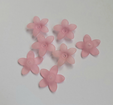 Margele acrilice - Floare acrilica, roz transparent - 17 mm - 1 bucata