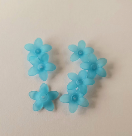 Margele acrilice - Floare acrilica, turcoaz transparent - 17 mm - 1 bucata