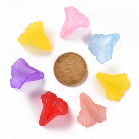 Floare- clopotel - acrilic - portocaliu transparent - 20 mm - 1 bucata [2]