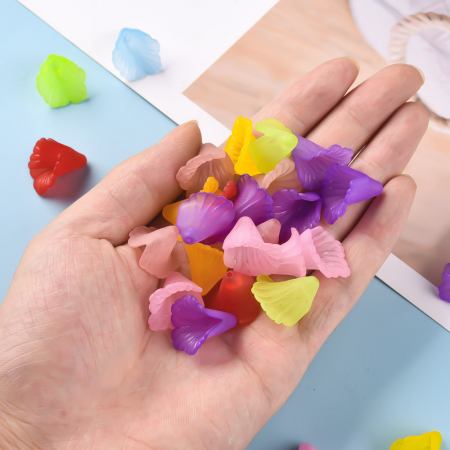 Floare clopotel acrilic roz transparent, 20 mm, 1 bucata [6]