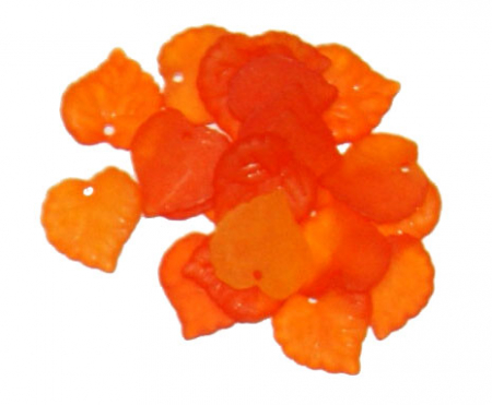 Margele acrilice - Frunza acrilica portocaliu transparent 15 mm, 1 bucata