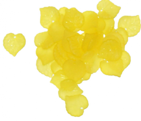 Margele acrilice - Frunza acrilica galben transparent, 15 mm, 1 bucata