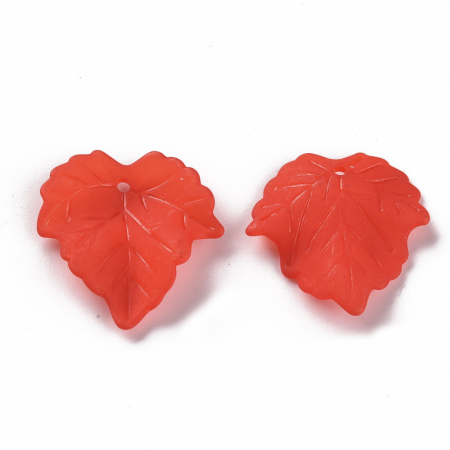 Margele acrilice - Frunza acrilica - rosu transparent - 25 mm - 1 bucata