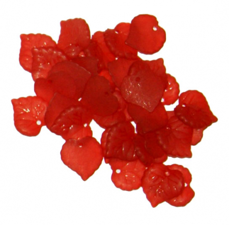 Margele acrilice - Frunza acrilica rosu transparent - 15 mm - 1 bucata