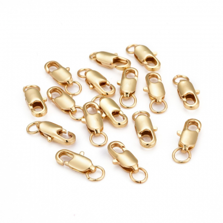 Inchizatoare carabina alama placata cu aur de 18K cu za, 12X6 mm, 1 buc [1]