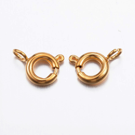 Inchizatori - Închizători rotunde tip arc din inox 304, placate cu aur 18K prin Ion Plating, 9x6 mm