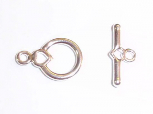 Inchizatori - Inchizatoare toggle din alama placata cu argint cu inimioara, 14 mm - 1 bucata Cod ITSP5
