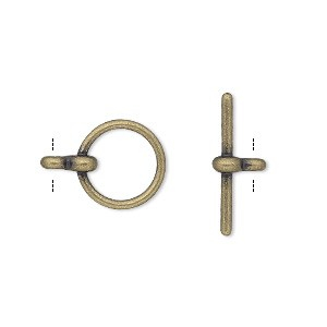 Inchizatori - Inchizatoare toggle din alama placata cu aur antichizat- 12 mm - 1 buc
