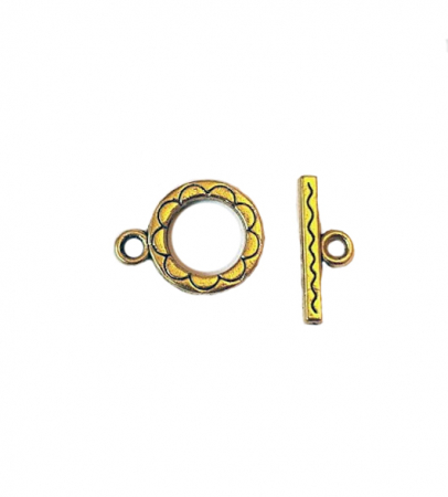 Inchizatori - Inchizatoare toggle din aliaj auriu antichizat - 15 mm - 1 bucata Cod ITAUA3