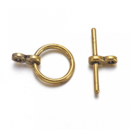 Inchizatori - Inchizatoare toggle din aliaj auriu antichizat - 16 mm - 1 bucata Cod ITAUA1