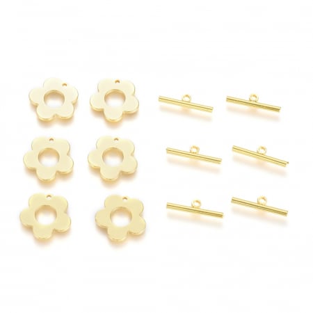 Inchizatoare placata cu aur de 18K, cu floare, 13 mm - 1 bucata [1]