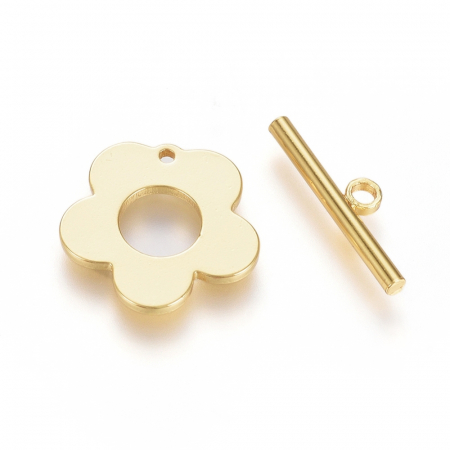 Inchizatori - Inchizatoare placata cu aur de 18K, cu floare, 13 mm - 1 bucata
