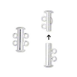 Inchizatori - Inchizatoare tub din alama placata cu argint pentru bratarile sau colierele dublu sir, 16 mm, 1 bucata Cod IMSP1