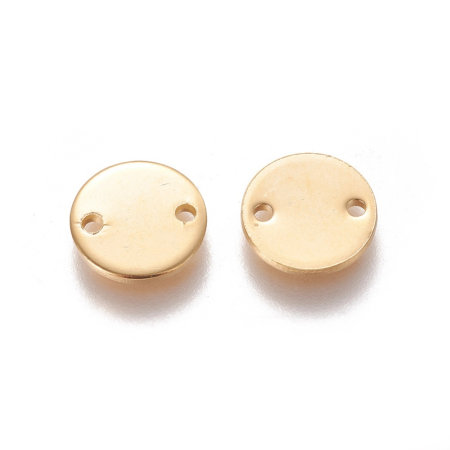 Conector  rotund banut plat din inox 304, aurii, 10 mm, orificiu 1 mm – 1 bucată [1]