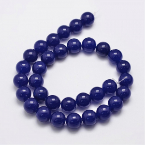 Jad - Jad Malaysia Natural, vopsit albastru Midnight Blue, rotund, 12 mm, 1 buc