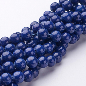 Jad - Jad Mashan natural, vopsit albastru Midnight Blue, rotund, 10 mm, 1 buc