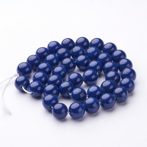Jad Mashan natural, vopsit albastru Midnight Blue, rotund, 10 mm, 1 buc [1]
