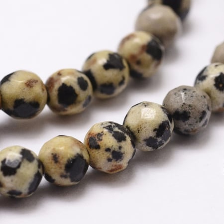 Jasp dalmatian rotund fatetat, 4 mm, 1 buc [1]