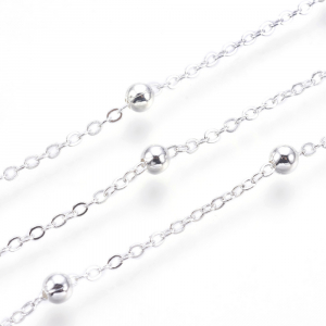 Lant - Lant argintiu din alama, cu bilute, rezistent la oxidare, fara nichel - zale de 1,5 - 1 m