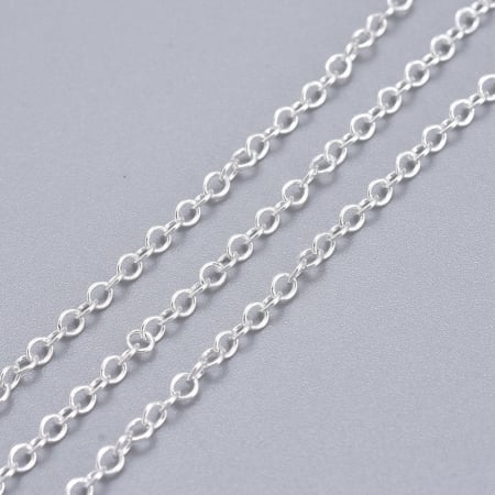 Lant - Lant argintiu, din alama, rezistent la oxidare fara nichel - zale de 2x1,5 mm - 1 m