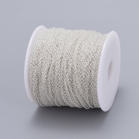 Lant - Lanț din alamă argintiu, fără nichel, zale 2x1.5 mm – 10 metri