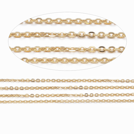 Lanț din oțel inoxidabil 304 placat prin Ion Plating (IP), pentru bijuterii handmade, veriga ovală plată, 1.5x1.3x0.3 mm, culoare auriu – 50 cm [2]