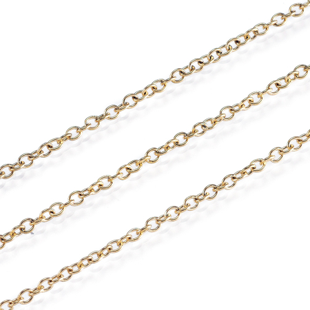 Lanț cablu din inox 304, placat cu aur 18K prin Ion Plating, zale ovale 2x0.5 mm – la metru [1]